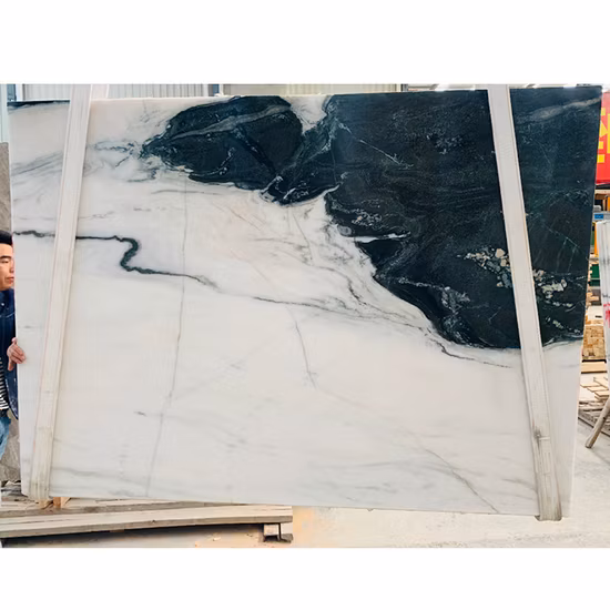 Modern Reception Table Design Veins Continued Panda White Marble for Reception Table Decoration in Home/Office