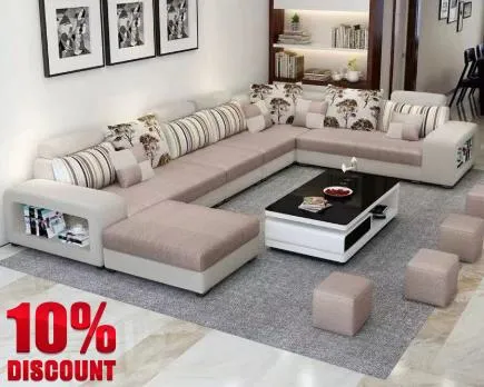 Modern Fabric Living Room Home Office Furniture Corner U Shape Leisure Sectional Sofa