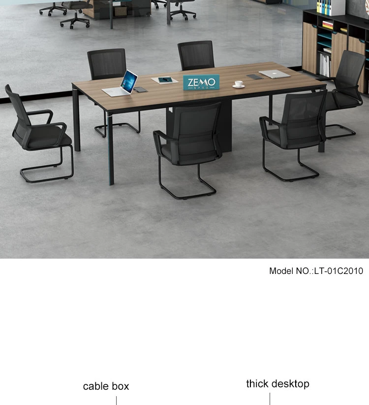 Office Furniture 6 Person Bureau Conference Meeting Table with Metal Legs