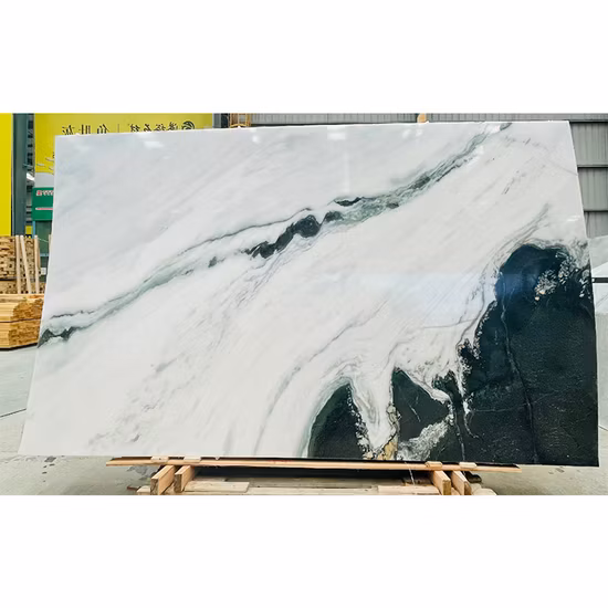 Modern Reception Table Design Veins Continued Panda White Marble for Reception Table Decoration in Home/Office