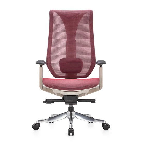 Silla de oficina ejecutiva ergonómica giratoria con respaldo alto y respaldo gris