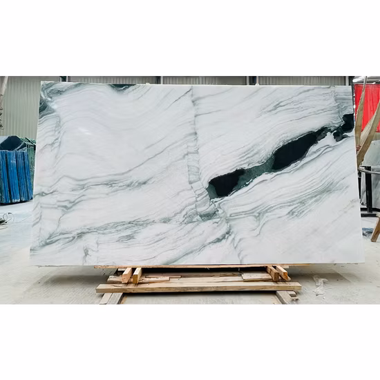 Venas de diseño de mesa de recepción modernas continuaron mármol blanco Panda para decoración de mesa de recepción en el hogar/oficina